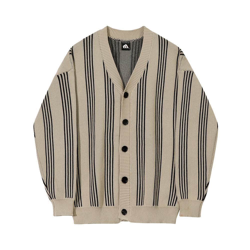 Slouchy Stripe Knitwear Men's Heavy Fashion Coat