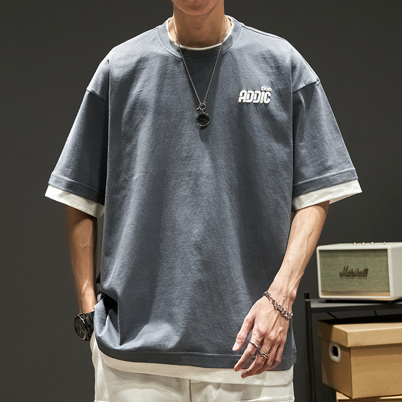 Casual Casual Tops Trend Ins Loose Fake Two-piece Five-point Sleeves