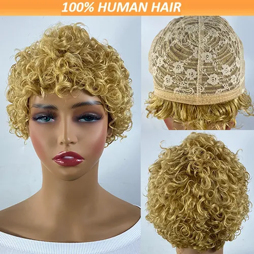 Curly Real Human Hair Wigs For Women, Curly Pixie Cut Wigs, Ultra Short African Curls, Breathable Cap, Suitable For All Ethnicities 27Hao - Shop at LoveMi