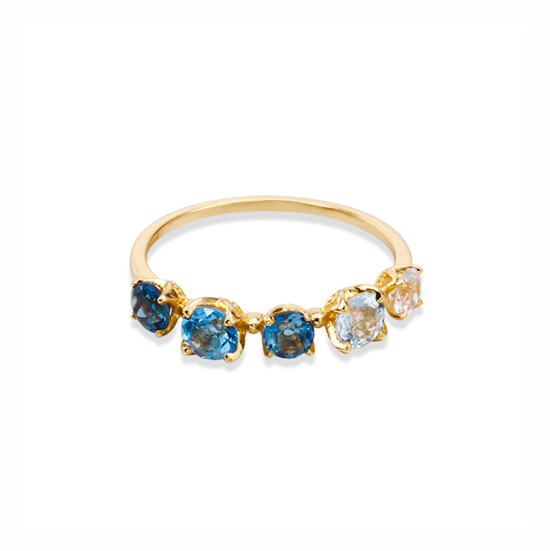 925 Silver Blue Gradual Topaz Ring