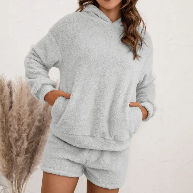 Hooded Sweater Suit Casual Home Wear Grey - Shop at LoveMi
