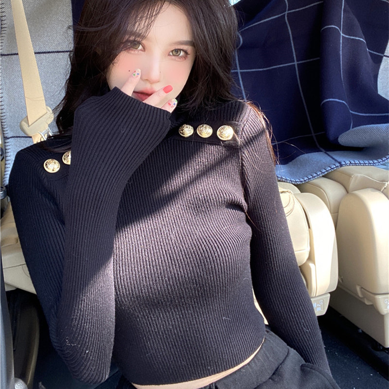 Thickened Turtleneck Knitted Bottoming Shirt Inner Lap Black - Shop at LoveMi