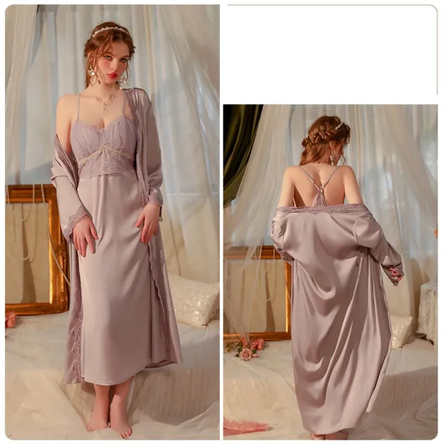 Pajama Dress With Breast Pad For Women Taro Purple Set - Shop at LoveMi