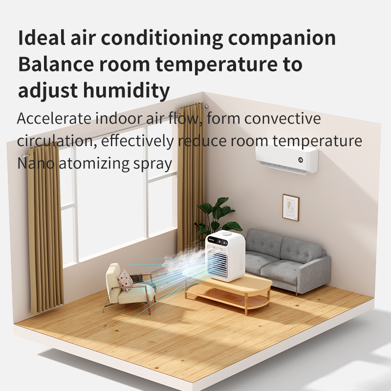 Portable Air Cooler With Mist  Small Desktop Air Conditioner Fan, 3 In 1 Humidifying Cooling Fan For Home, Dorm And Office, Mobile Evaporative Cooler With Water Spray