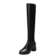 High Boots With Women's Side Zipper Over The Knee - Black - View 1