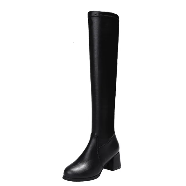 High Boots With Women's Side Zipper Over The Knee Black - Shop at LoveMi