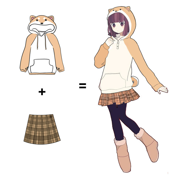 Title 7, Shiba Inu theme hooded jacket anime sweater