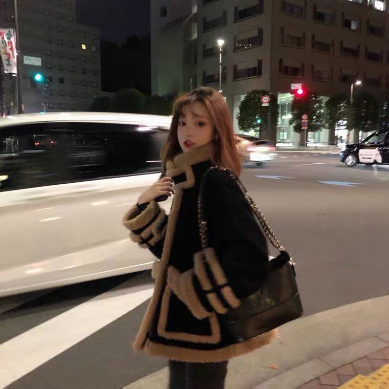 Thick All-match Jacket Retro Hong Kong-flavored Lamb Cashmere