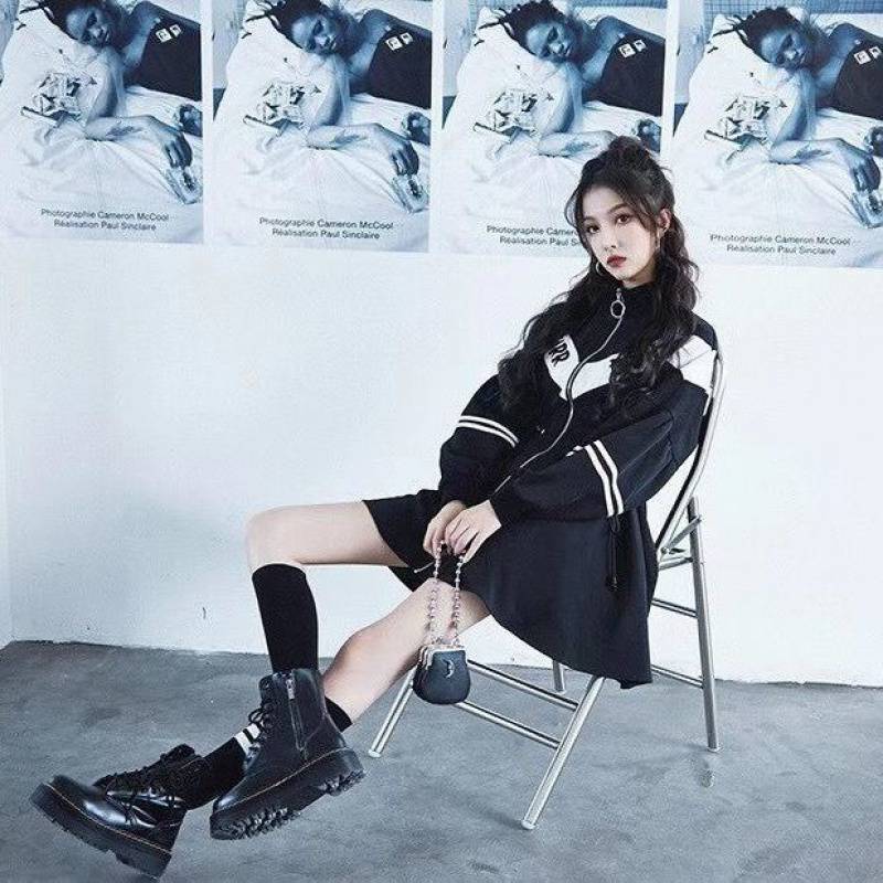 Sporty Color Block Contrast Loose Sweatshirt