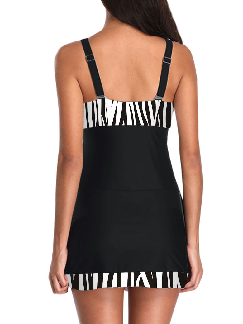 Printed Chest Cross Skirt Two-Piece Swimsuit