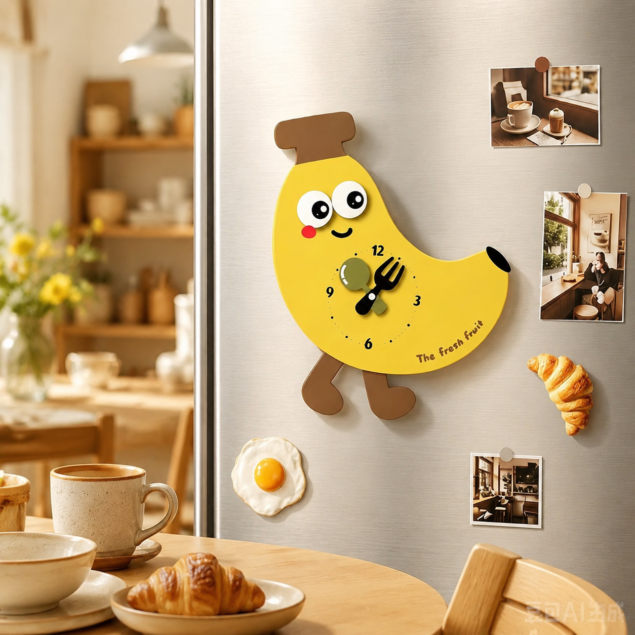 Lovely Fruit Cartoon Silent Kitchen Magnet Clock 7