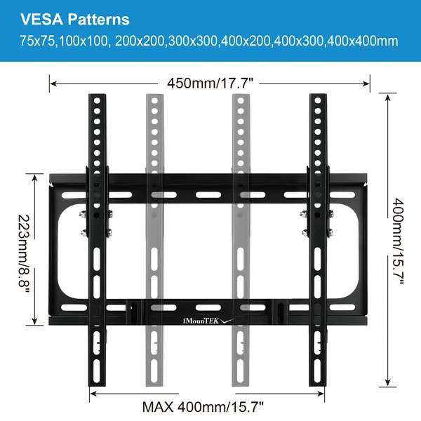 TV Wall Mount Tilt Dual Arm TV Mount Brackets Maximum VESA 400x400mm For 32-55in TVs_voghion.com