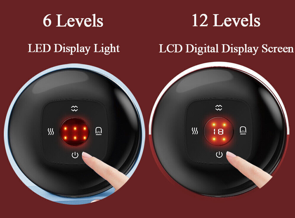 Black Electric Cupping Therapy Smart Scraping Massager Red Light Heating Body Slimming