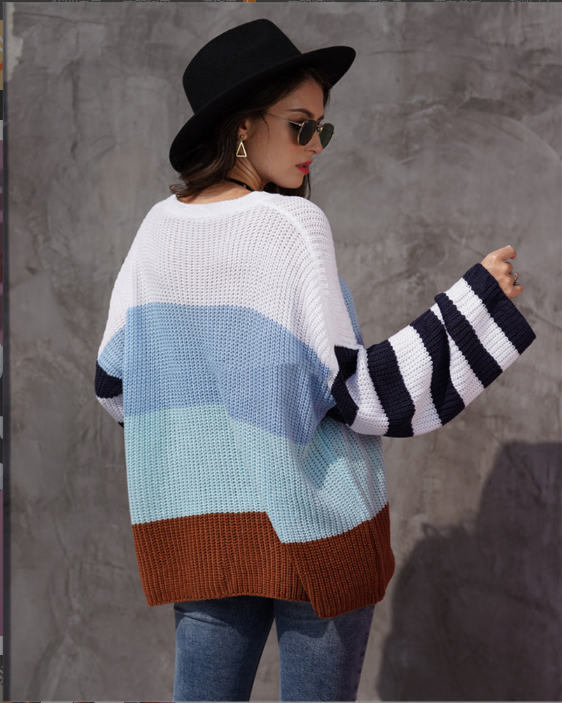 Title 6, Womens Color Stitching Knit Pullover Sweater, ...