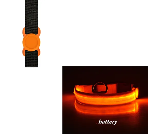 New Transparent Silicone Locator For Dog Loss Protection LED Pet Dog Luminous Collar Night Safety Flashing Glow Set Orange - Shop at LoveMi