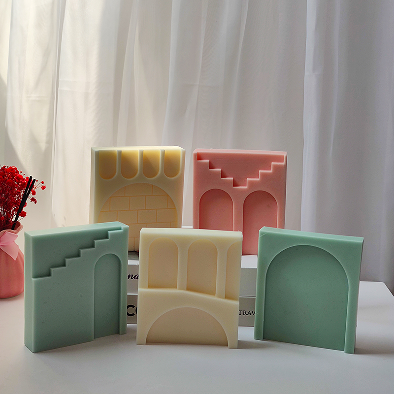 Title 9, Geometric Flat Arch Stairs Candle Silicone Mold