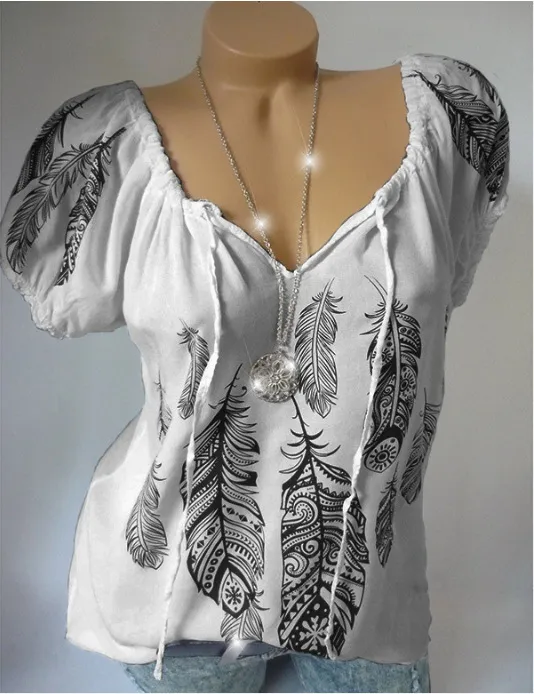 New Summer Women's Fashion Short sleeved Printed Top Casual T shirt Grey - Shop at LoveMi