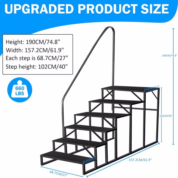 RV Stairs 6 Step Ladder,RV Steps Anti-Slip,Hot Tub Steps With Handrail,660 Lbs RV Ladder For 5th Wheel RV,Mobile Home Stairs 302c83f6 Fd27 4444 B071 Cac3d1beff95