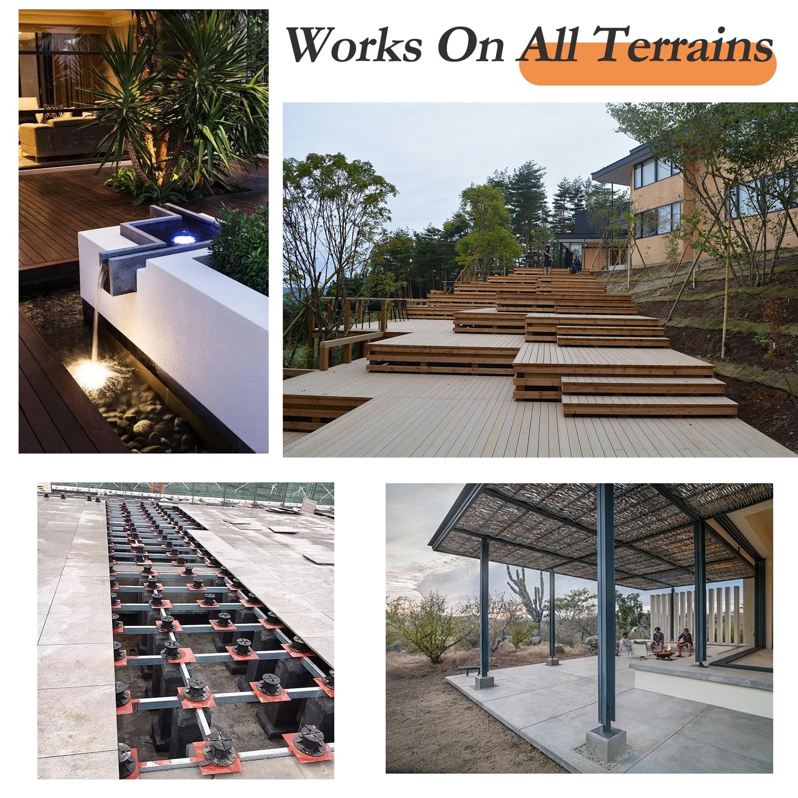 Pack Of 10 Adjustable Decking Pedestal Riser Foot Bearing Support 30mm-60mm