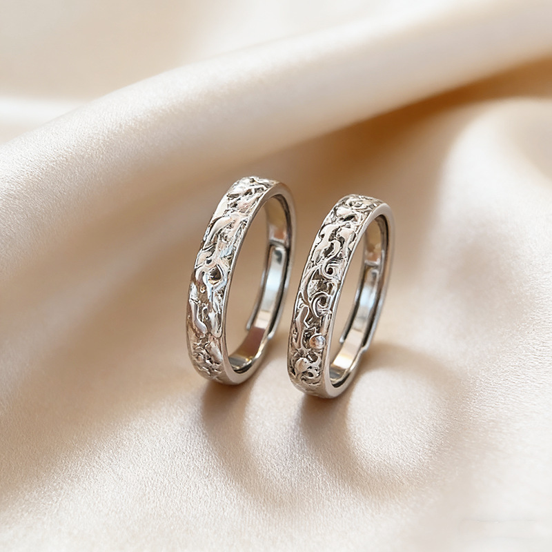 Couple Rings For Men & Women New Chinese Style Embossed Fashion High End Band Minimalist,... thumbnail 1