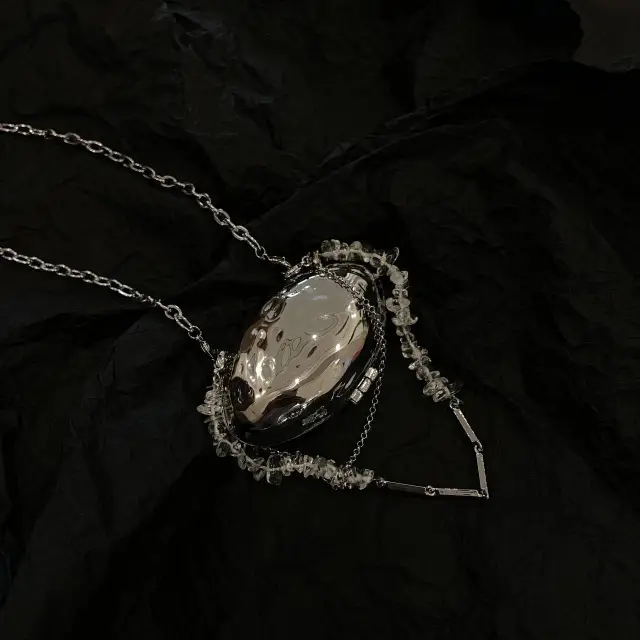 Shell Bag With Silver Metal Accessories Silver - Shop at LoveMi