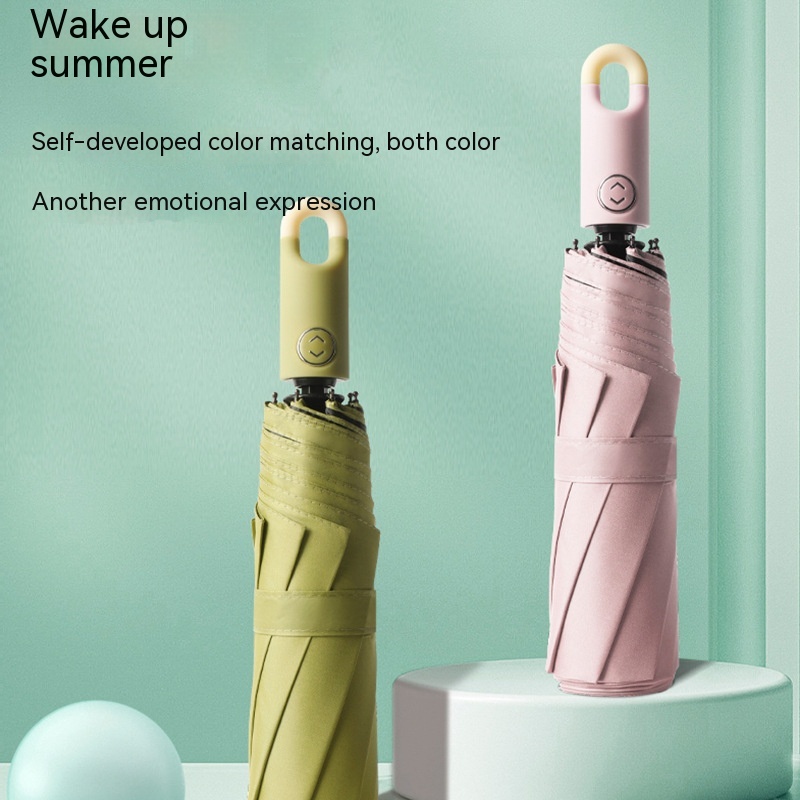 Lock Folding Automatic Vinyl Sun Protective UV Umbrella - Image 5