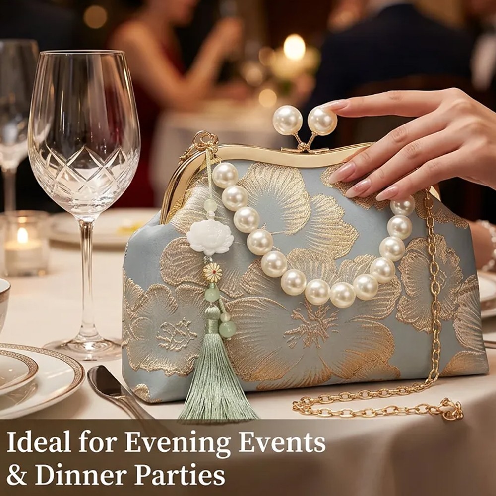 Pearl Embroidered Shoulder Bag Crossbody Bags For Woman Handbag