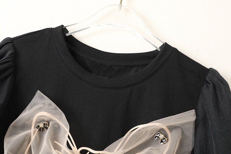 Women's Fashion Print Stitching Round Neck T-shirt