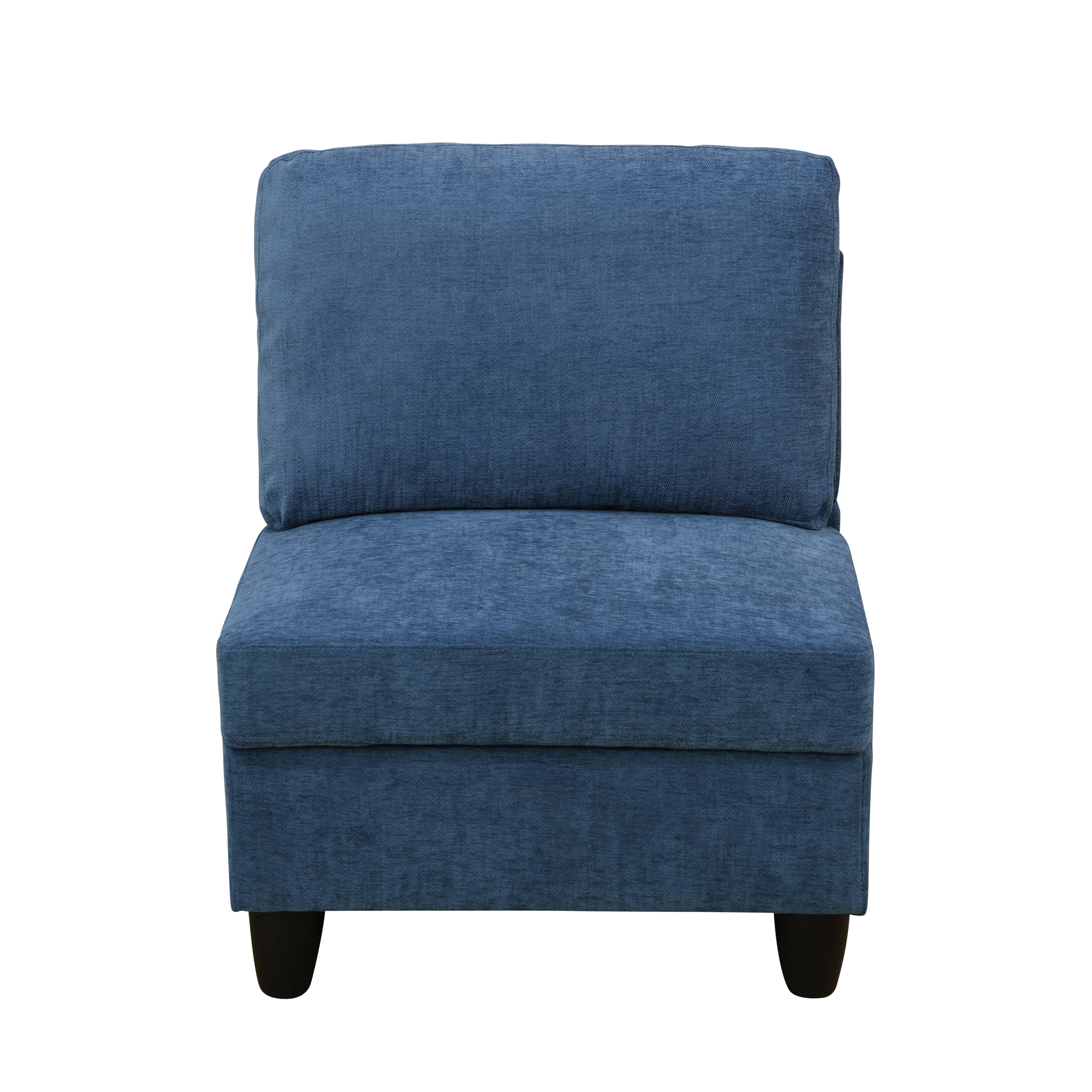 Pickup Only--Blue Flannel 8-Piece Living Room Sofa Set