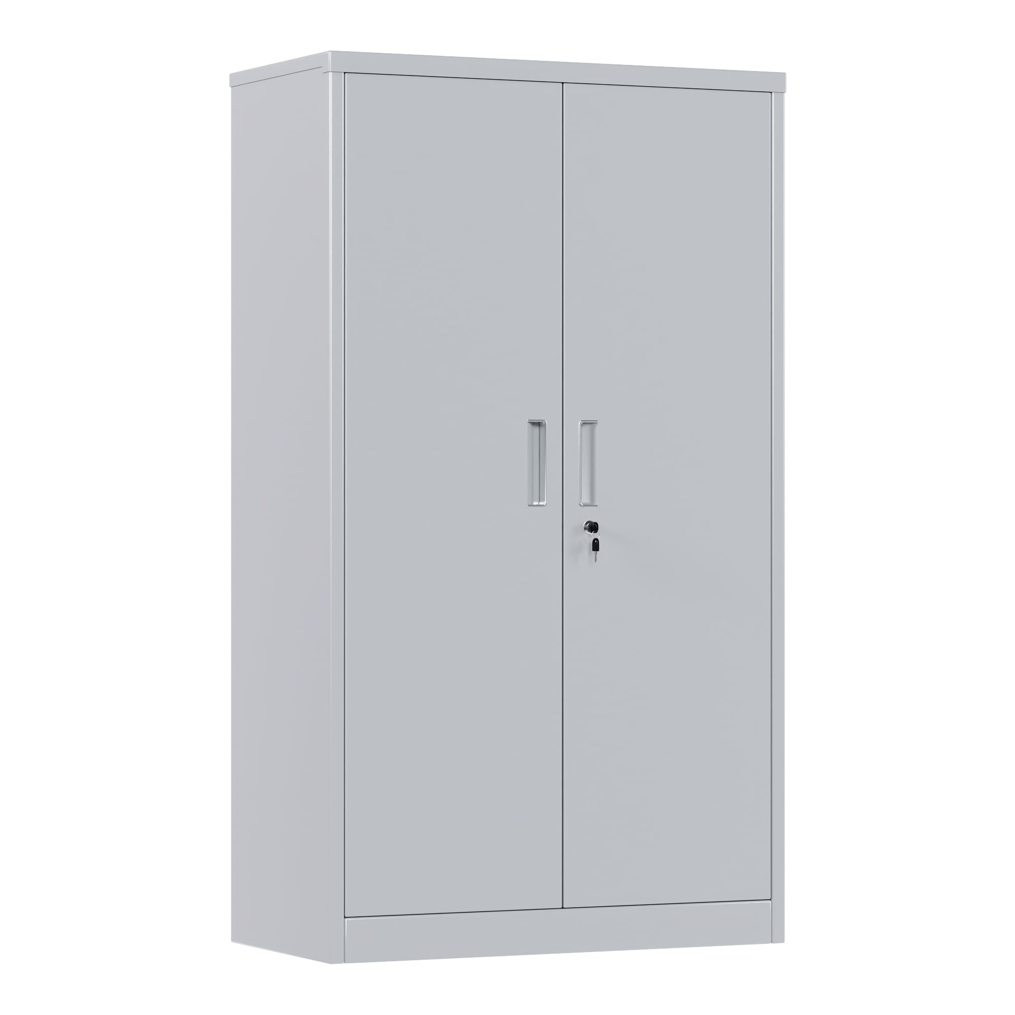 Metal Garage Storage Cabinet, Lockable Steel Storage Cabinet With 3 Adjustable Shelves For Garage, Office, Home, Assembly Required, Gray
