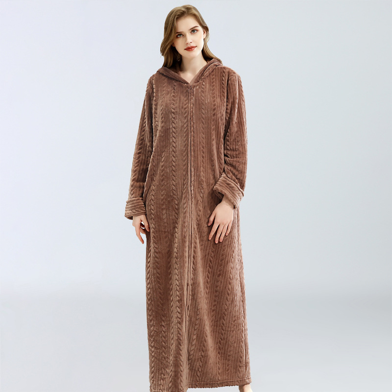 Title 3, Flannel extended thermal night gown with hood