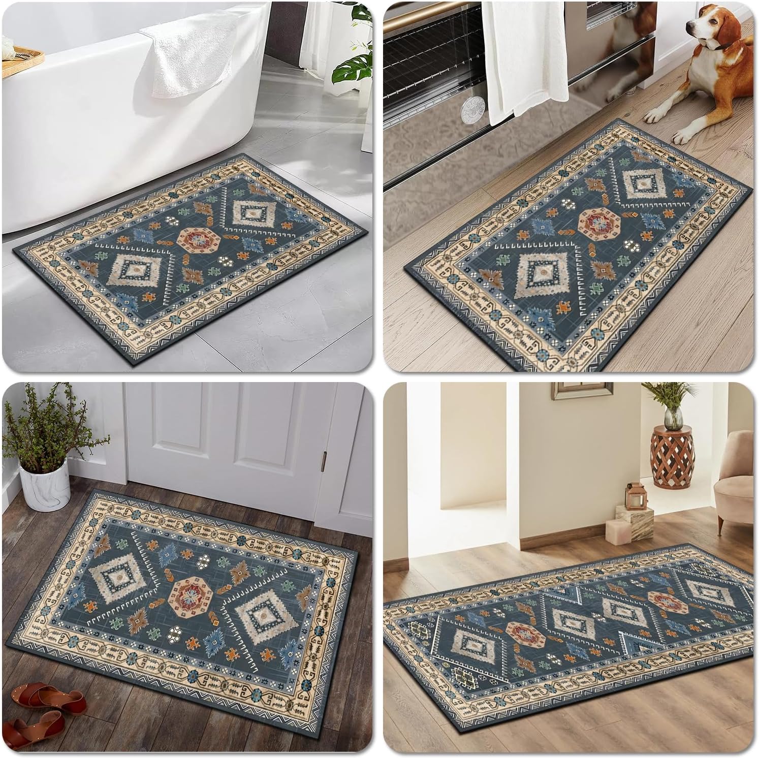 Boho Kitchen Rugs Sets 4 Piece With Runner Floral Kitchen Floor Mat Carpet Farmhouse Kitchen Rugs And Mats Non Skid Washable Runner Rug For Kitchen Floor Sink 5
