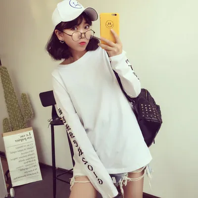 Korea Loose Super Long Sleeve Sweater White - Shop at LoveMi