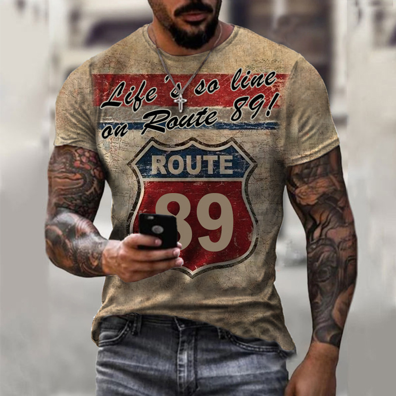 Title 2, Mens Slim-fit Round Neck Painting Short-sleeve...