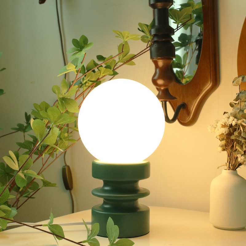 Dark green glass table lamp