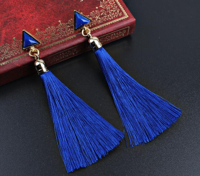 Fashion Bohemian Triangle Tassel Long Earrings