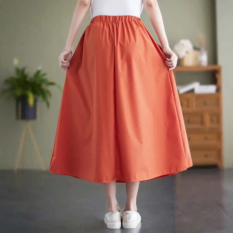Fashionable Solid Color Elastic Skirt
