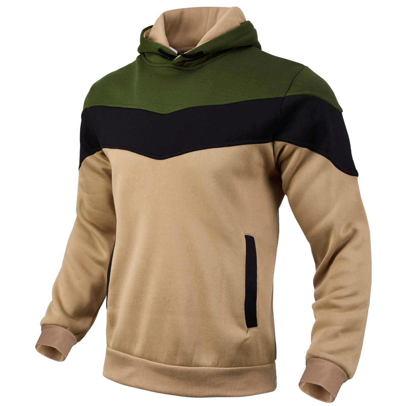Men's Fleece Spliced Hoodie, Autumn Winter Trendy Casual Sports Sweatshirt Coat