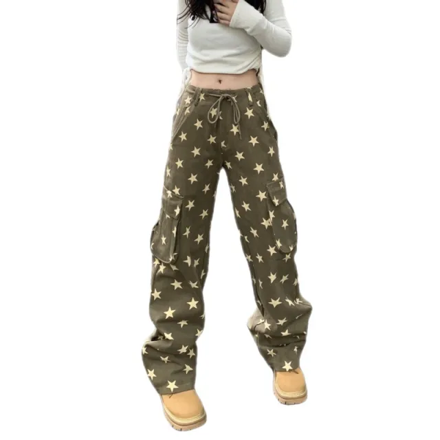 American Vintage Distressed Full Star Yellow Drawstring Trousers Yellow - Shop at LoveMi