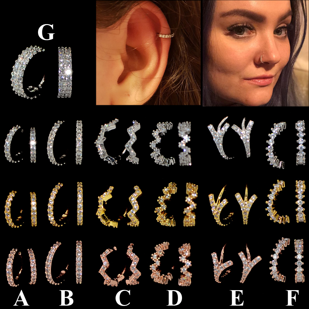 Copper Inlaid Zircon Nose Ring Earrings