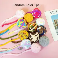 Cat Bell Colourful Wool Ball Teeth Grinding Toy - Random Colour Mixing - View 1