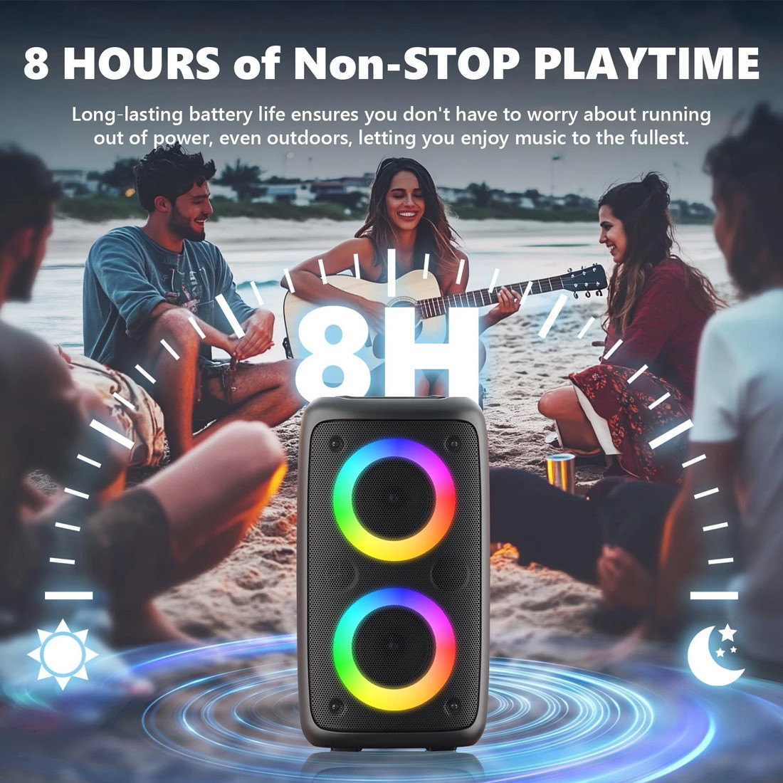 Portable Bluetooth Speaker Sub Woofer Heavy Bass Sound System Party & Mic 8