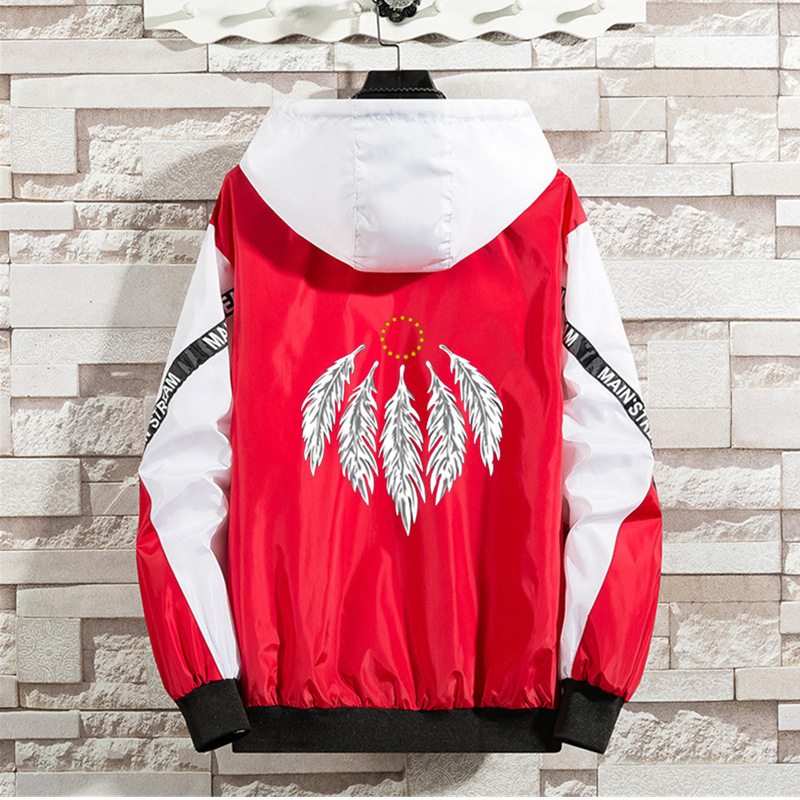 Men's Feather Two Tone Casual Hooded Jacket