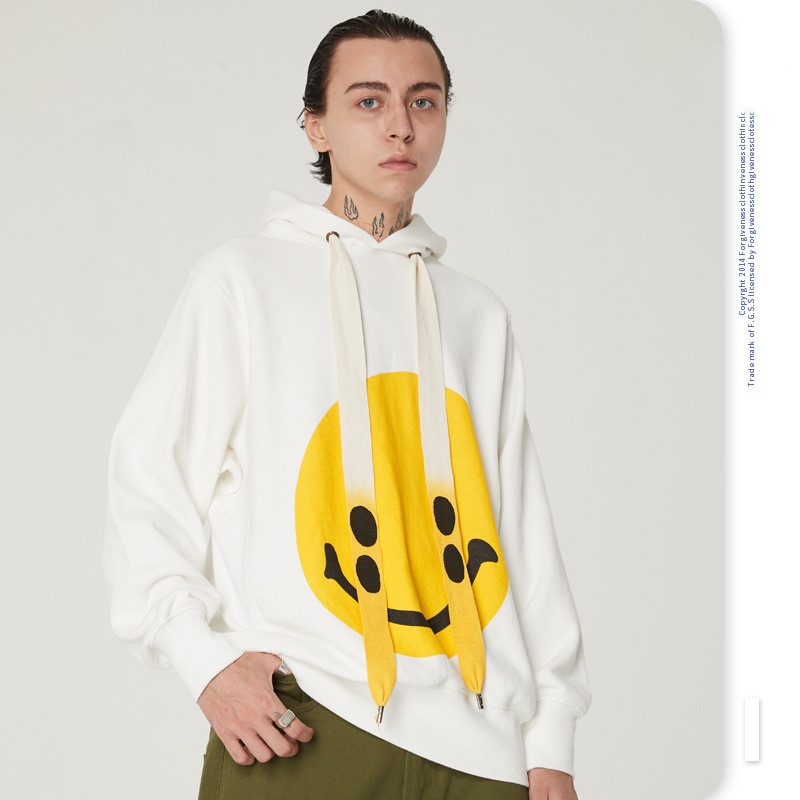 Title 2, Retro smiley drawstring hooded casual sweater