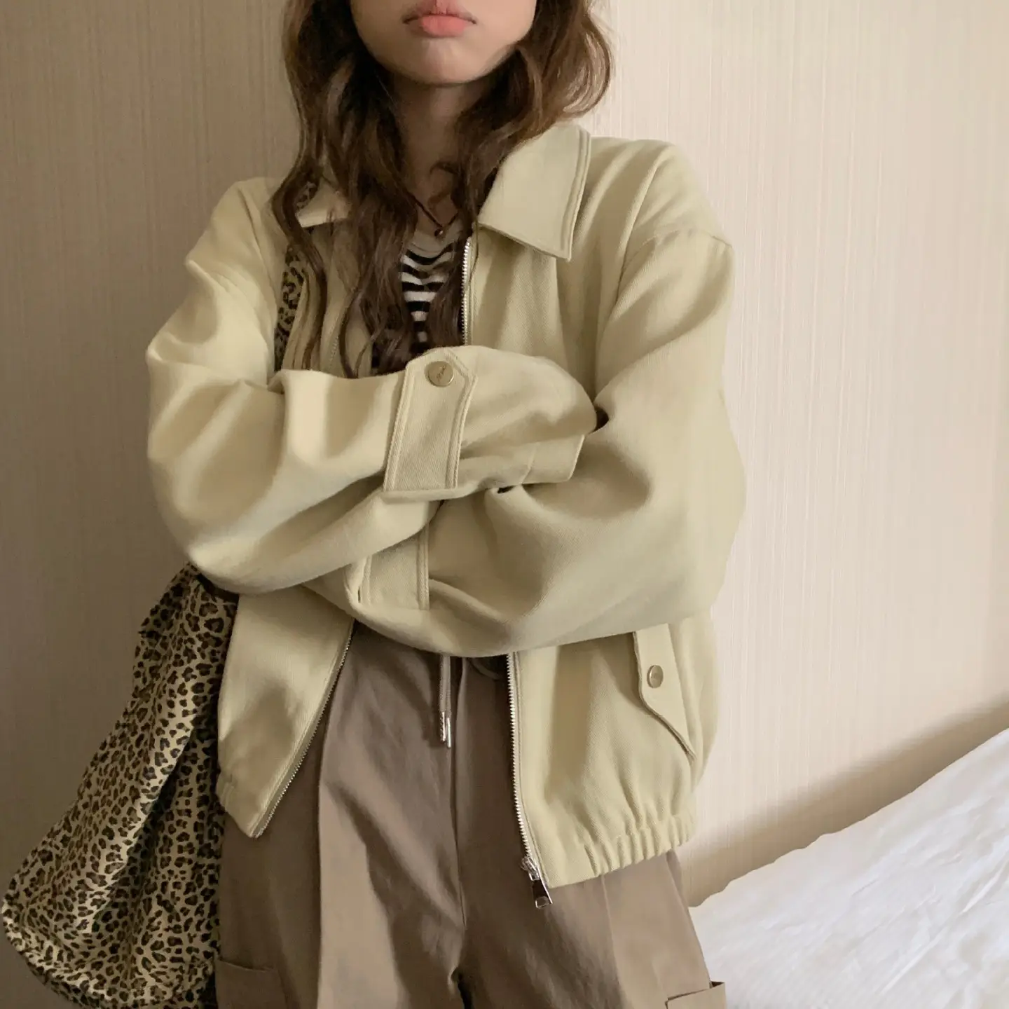 Casual Solid Color Lapel Long Sleeve Loose