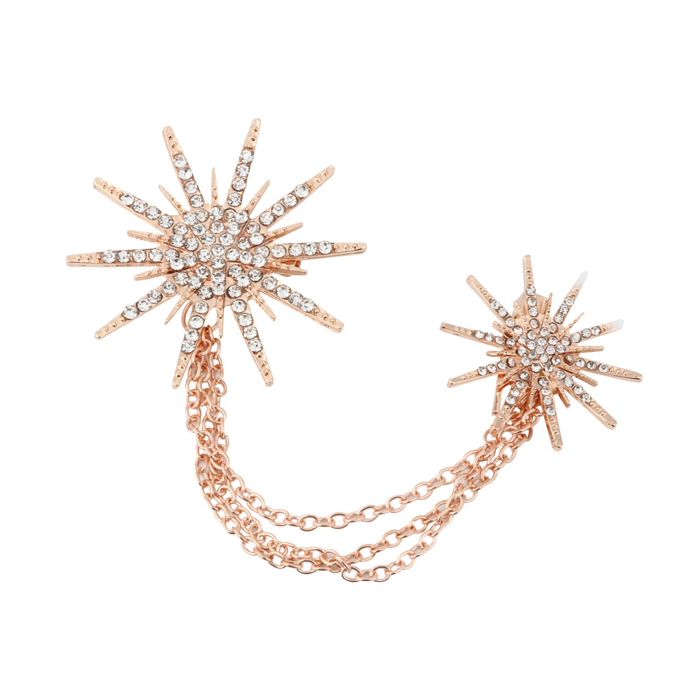 Title 9, Simple Snowflake Diamond-studded Collar Pin Sca...