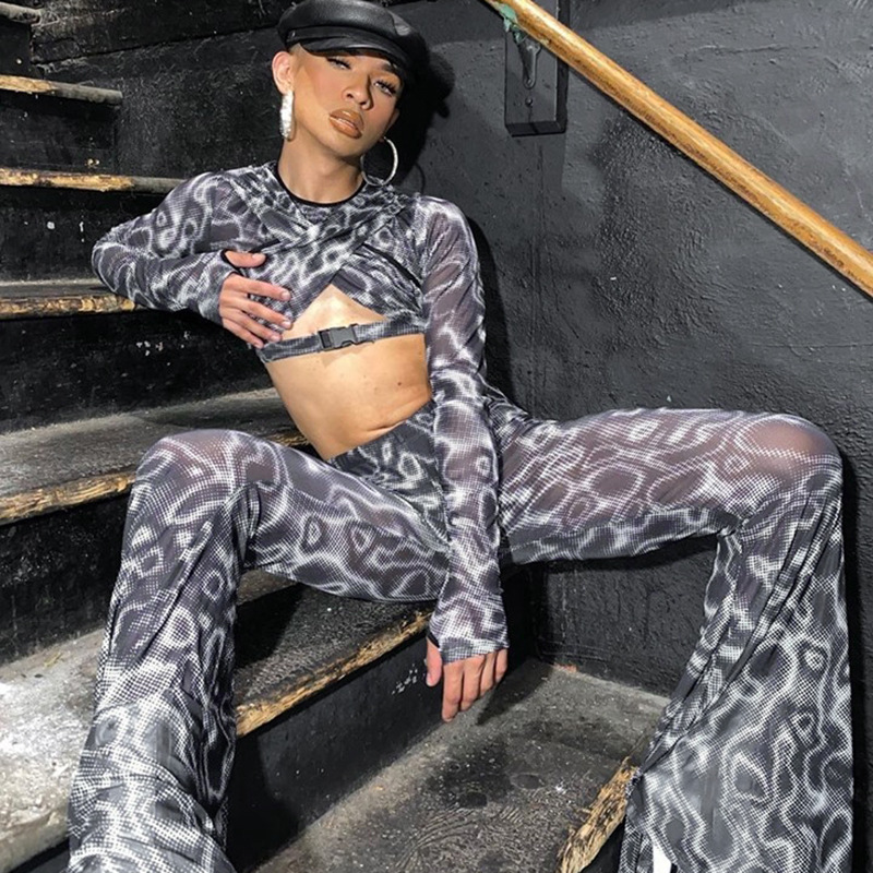 High-waist Gauze Micro-through Fashion Casual Women's Flared Trousers