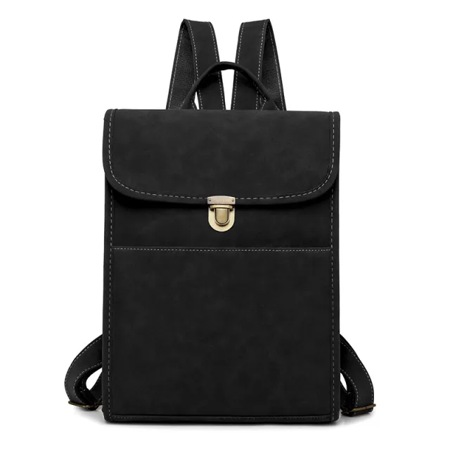 Flip PU College Student Small Schoolbag Leisure Shopping Backpack Black - Shop at LoveMi