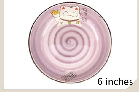 Japanese Style Cartoon Lucky Cat Ceramic Bowl Purple - Shop at LoveMi
