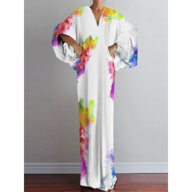 Women's V neck Medium Sleeve Printed Dress Colour - Shop at LoveMi